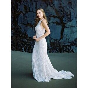 Allure Bridals Wilderly Marlowe Women White Lace Long Boho Mermaid Wedding Dress